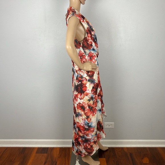 HAUTE HIPPIE FLORAL PRINT HIGH-LOW CHIFFON DRESS - Picture 4 of 7